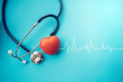 Heart and stethoscope,Heartbeat Line,Healthcare concept.