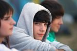 Three teenagers sat together