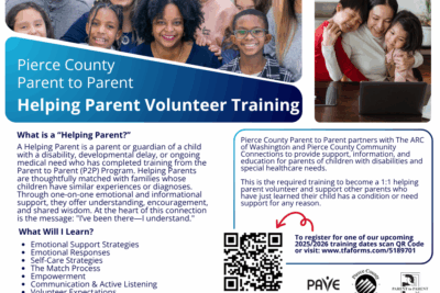 Helping Parent Volunteer Training Flier