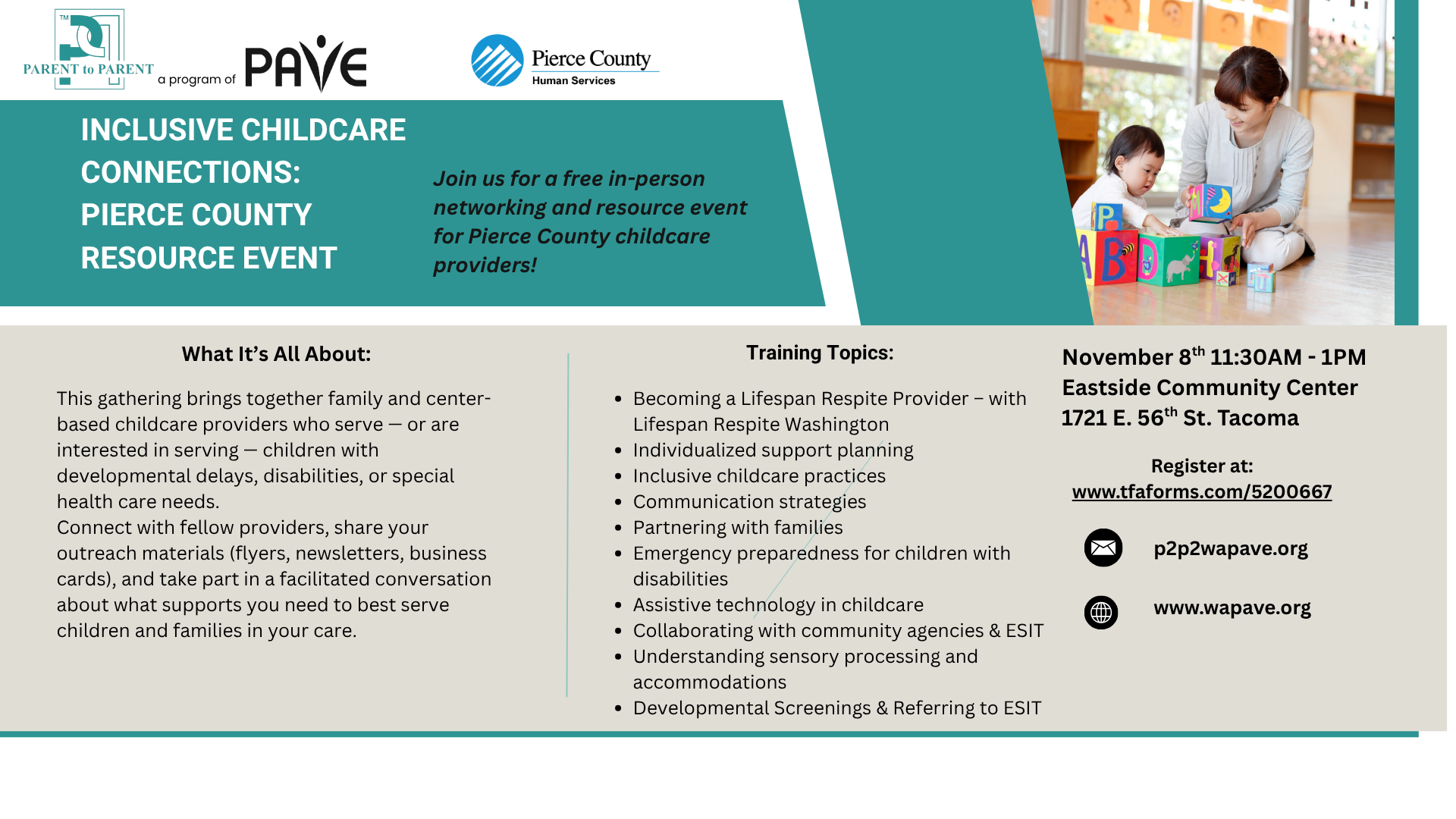 graphic sharing info on childcare event